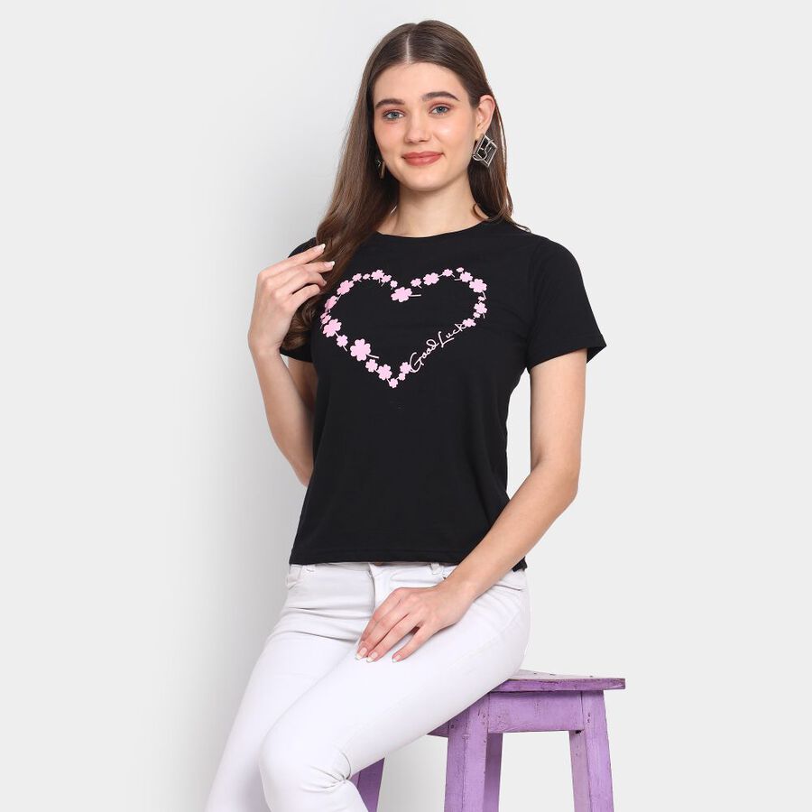 Ladies' Cotton T-Shirt, Black, large image number null
